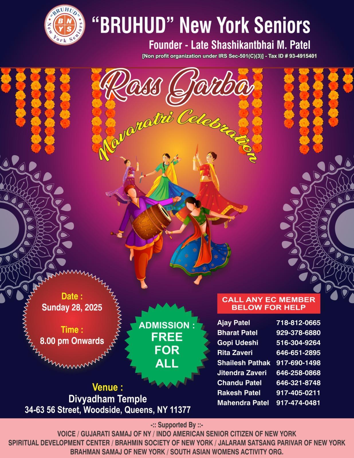 BRUHUD New York Seniors Presents: Rass Garbo Navaratri Celebration