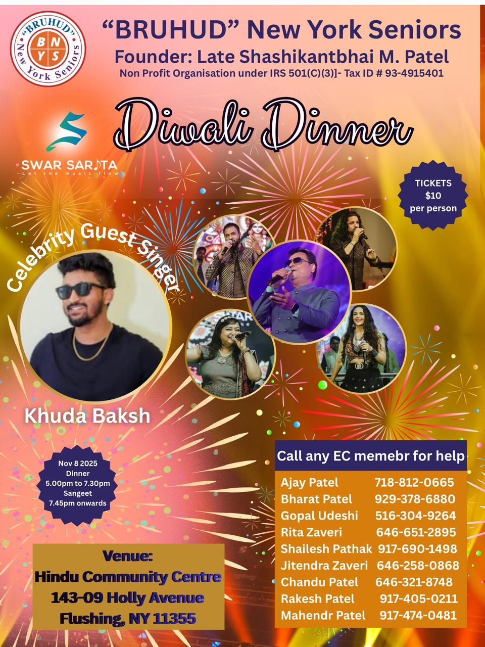 Bruhud New York Seniors – Diwali Dinner 2025