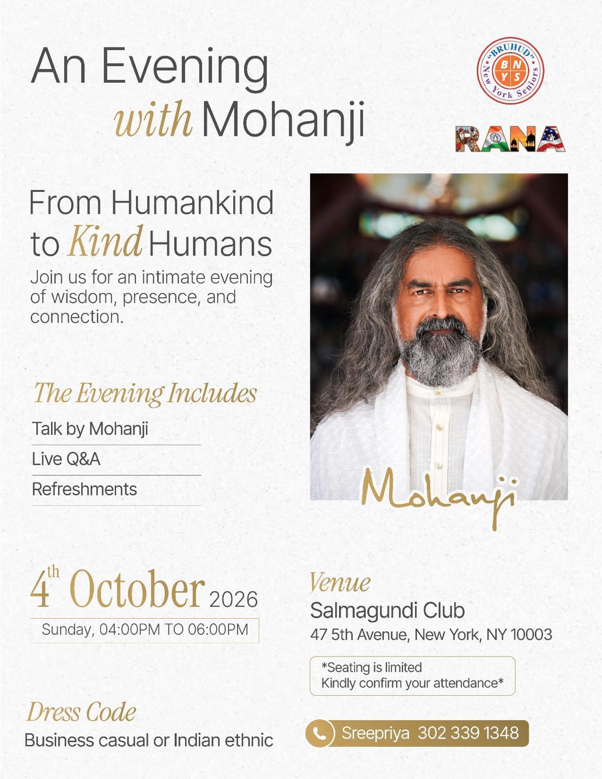 An Evening with Mohanji – From Humankind to Kind Humans